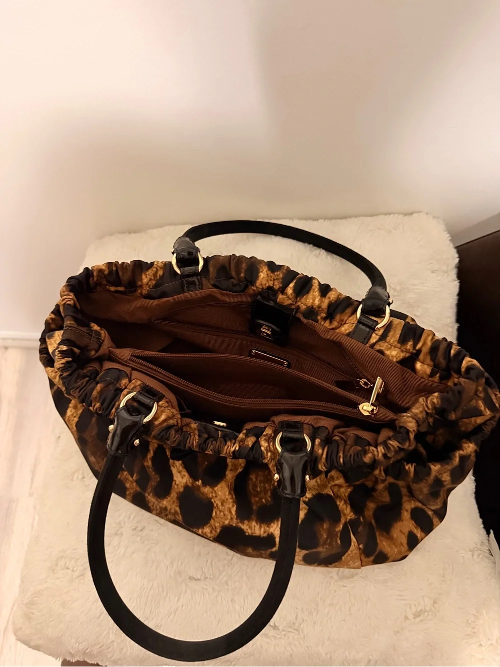 Salvatore Ferragamo Leopard Print Tote in Tan and Black